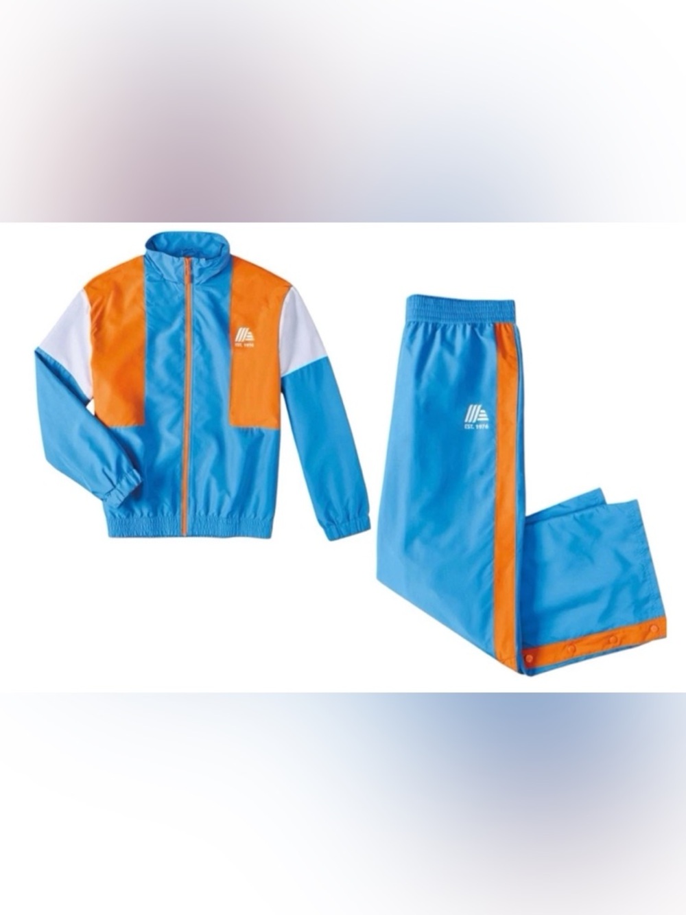 Aldi Gear Tracksuit Set L Windbreaker Jacket Pants Blue Orange 50th Anniversary